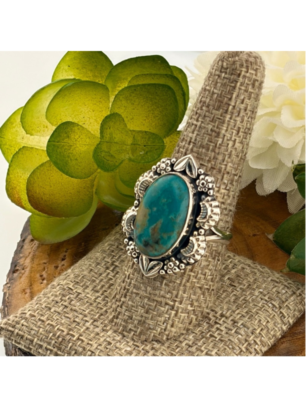 Sonoran Gold Turquoise Navajo Style Ring Size 8 1/4 8.5 Pure Sterling Silver 925 - Picture 11 of 13